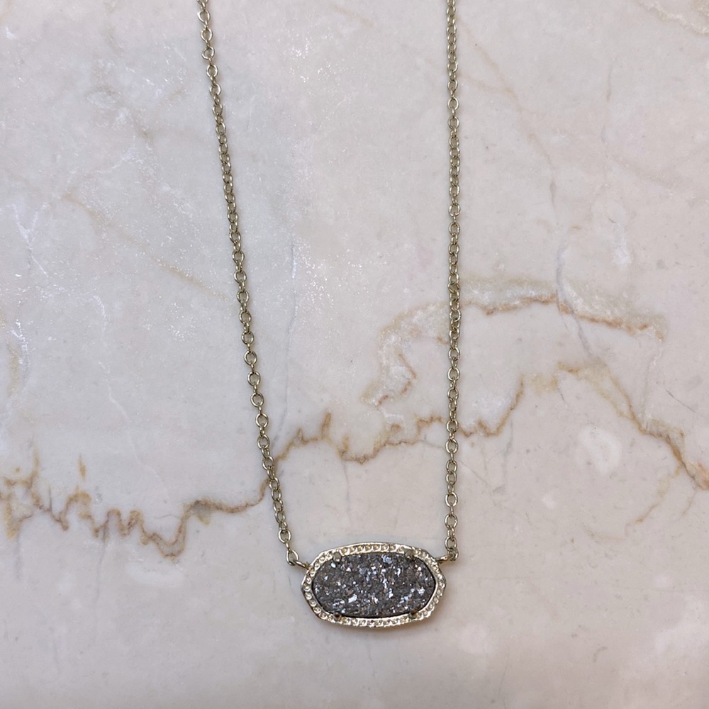 Kendra Scott Elisa Silver Pendant Necklace in Platinum Drusy